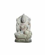 ZYANA Natural Pink Soap Stone Mahalakshmi Dhanalakshmi Statue Odisha Carving for Home Dé cor Synthetic Pink Showpiece 2.5 inch (27 x 15 x 6 cm)