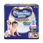 MamyPoko Pants Extra Absorb Baby Diapers, Medium (M), 74 Count, 7-12 kg