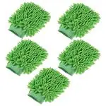 Kuber Industries Gloves | Microfiber Cleaning Gloves | Chenille Mitts for Kitchen | 50 GSM Hand Duster for Kitchen | Hand Gloves For Car | Duster for Glass | Pack of 5 | Green
