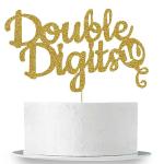 Zyozique Double Digits Cake Topper, 10th Birthday Cake Topper, Double Digits Tenth Birthday Party Cake Supplies Decorations