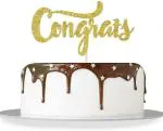Zyozique Gold Glitter Congrats Cake Topper/Congrats Grad/Class of 2021 2020 / College Grad/Congratulations/MBA Graduation Party Decorations