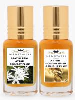 Menjewell Combo Pack Of 2PCs Attar(Raat Ki Rani 5ML,Golden Musk 5ML) 10ML Attar Perfume (Floral)