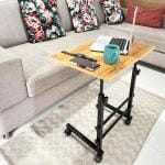 Kawachi Portable Height Adjustable Laptop Study Table Bedside Patient Tray Overbed Table Beige