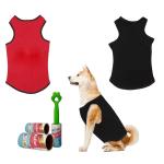 Western Era Set of 2 Dog T-shirt with Lint Roller (Combo),Comfort Cotton Dog T-Shirt, Sleeveless Vest for Dog Clothes, (Black + Red, Small -14 inch)