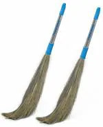 CHAND SURAJ Stella (Pack of 2 ) Grass Broom with Long Stainless Steel Handle (350g each)