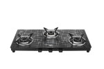 Jyoti Gas Appliances 327 Sparkle 3D | 3 burner Gas Stove | Toughened Glass Cooktop | Gas Saving 3D Tornado Brass Burners with SS Frame Base