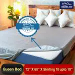 GADDA CO Double Bed Mattress Protector Grey 72 x 60 Inch Skirting 12 Inch