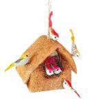 Liveonce Coir Hang House Nest For Decoration With 5 Birds