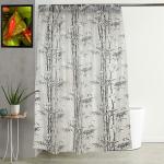 Kuber Industries Grey Bamboo Design Polyvinyl Chloride Shower Curtain with Hooks Standard 137 x 213 cm