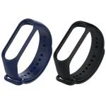 Epaal TPU Silicone Band Strap Compatible with Mi Band 4 & Mi Band 3 (Navy Blue + Black)