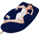 Angel Mommy Premium Full G-Shaped Body Pillow Microfibre Solid Pregnancy Pillow Pack of 1  (Dark Blue)