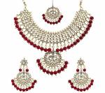 Gyaan Jewels Handmade Alloy Necklace, Pendant and Earring Set Maroon (Women, Girls) (Pack of 1) Free Size
