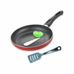 PANBERRY 2-Way Non-Stick Coating Aluminum Red Gas Compatible Fry Pan 2.6 Thickness 24cm with Spatula