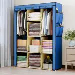 TINNITUS Inside Style Carbon Steel Nevy Blue Do-It-Yourself Collapsible Wardrobe(Nevy Blue)