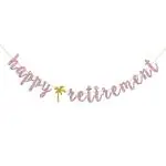 Festiko Happy Retirement Banner, Pink Glitter Welcome Back, Retired Af, Retirement Party Decorations For Women