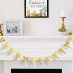 Festiko 12 Flags Gold Triangle Flags Banner Double Sided Metallic Paper Pennant Bunting Garland