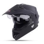 Steelbird GT Off Road ISI Certified Motocross Double Visor Full Face Helmet Outer Clear Visor and Inner Smoke Sun Shield (Glossy Black, Large 600 MM)