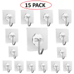 LALAN Wall Hooks for Hanging Strong Sticker Home Kitchen Bathroom Key Frame Holders (Pack of 15)
