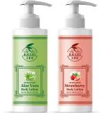 Khadi Ark Aloe Vera Body Lotion & Strawberry Body Lotion (Pack of 2, 300 ML Each) (600 ml)