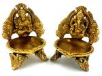 Arihant Craft God Lakshmi Ganesha Oil Lamps Handcrafted Showpiece - 12.5 cm (Brass, Gold)