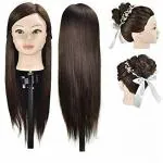 EASYOUNG Extensions And Wigs Saloon Use Dummy For Styling, Practice/Cutting (Brown) Hair Extension ()