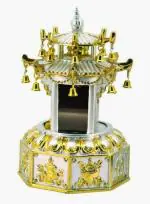Astroghar Gold-Colored Metal Tibetan White Solar Power Pagoda Prayer Wheel