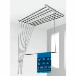 Synergy - 8 Pipes x 5 Feet - Heavy Duty - Stainless Steel Ceiling Clothes Hanger/Cloth Dryer with UV Protected Nylon Rope and Individual Drop Down Railers