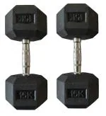 Body Maxx Rubber Hex Fixed Dumbbells 15 Kg Pair (Set Of 2)