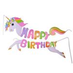 My Party Suppliers Multicolor Latest Happy Birthday Metallic Unicorn Banners Flags Double Layer Garland Décor