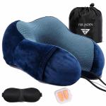 Fur Jaden MW42 Navy Memory Foam Neck Pillow with Eye Mask and Ear Plugs