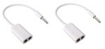 Classico 2 in 1 Listing Cable Stereo Audio Male to 2 X 3.5 mm Female Earphone Splitter Cable Adapter for Smartphones (White)