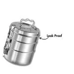 IDEAL PRIME Heavy Gauge Stainless Steel 3 Compartment Clip Lock Lunch Box 1500 ml With Durable Built Quality | Leak Proof Rust Proof Lunch Box For Office/Travel/Employees Pack Of 1