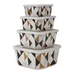 Earthism Eco-Friendly Bamboo Fibre Storage Containers - Set of 4 (Triad, White Black )