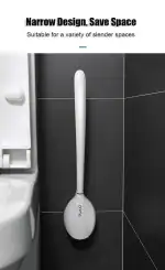 Saintslave New Silicone Water Drop Toilet Brush and Holder Set, Adhesive Wall Mount Brush