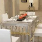 CASA-NEST PVC Transparent Rectangle 6-8 Seater Centre Table Cover with Golden Border (60 x 90 Inch) (Width x Length), trans003