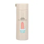 Welour plant print with thread glass water bottle 500ml (Set of 1) brown