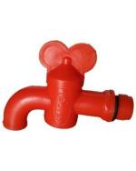 DOLEX Red Plastic Water Taper Wall Mount Installation Type Bib Tap Faucet (Pack of 1)