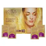 Lotus Herbals Radiant Gold Cellular Glow 1 Facial Kit | With 24K Gold leaves | For Skin Glow | All Skin Types | 37g