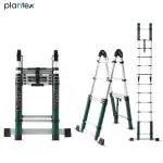 Plantex Dual Telescopic Extension Portable Folding Aluminium Ladder/2+2 meters(13 ft.) 12-Steps Telescopic Ladder for Home/Industrial Use - (Green)