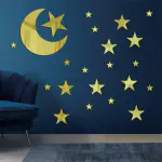 Ashamohar Surya Om Star Adhesive Room Decor Wall Decal, Perfect for Pooja Room Self Adhesive Sticker Gold (Pack of 1)