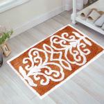 KAN-HOMZ Peach, White Floral Cotton Floor Cushion Mat Kh-Br-082