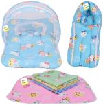 Kwitchy New Born Baby Boy's & Baby Girl's Bedding Combo Mosquito Net Bed Sleeping Bag & Plastic Sheets Set