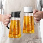Home Stuffs Auto Flip Olive Oil Dispenser Bottle Pack of 2, Leak proof Vinegar Glass Condiment Container With Automatic Cap and Stopper,Non-Drip Spout,Non-Slip Handle for Kitchen Cooking (600ml)