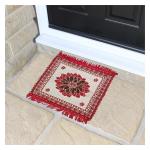 Elegance Floral Red Square Polyester 3D Assan Mat 50 cm x 50 cm (Set of 2)