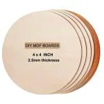 NEZIKA Round Circle MDF Pine Wood 2.5mm Thick 4 inch MDF Board for Art and Craft Unfinished Round Wood Slices for Resin Art, Mandala Art,Pyrography, Painting (4 INCH, Set of 10)