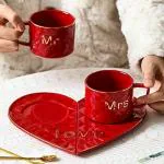 EITHEO Ceramic Printed Coffee & Tea Mug 350 ML Use for Home Office Kitchen Couple Mug Red