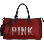 GARDEN GALLARY Unisex Sport Bags Women Luxury Handbags Pink Letter ravel Duffel for Gym Swimming Sport Traval Bags Shoulder Bag polister- (Maroon)