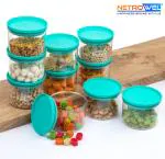 Netrowel Airtight Kitchen Containers / Plastic Containers / Canisters / Combo / Kitchen Storage Containers / Storage Box / Set For Grocery And For Other Storage / Container (500 Ml) (Pack Of 10, C-Green)