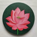 Chitra Art Works My Paintbrush Tales Canvas, Wood, Fabric Colourful Round Pichwai Painting for Wall Decor (Green) 8 inch