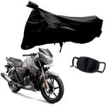 Riderscart 1 Bike Cover & 1 Pollution Mask for Tvs Apache 180 (Black)